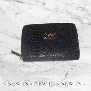 Michael Kors black snakeskin-embossed zip-around wallet